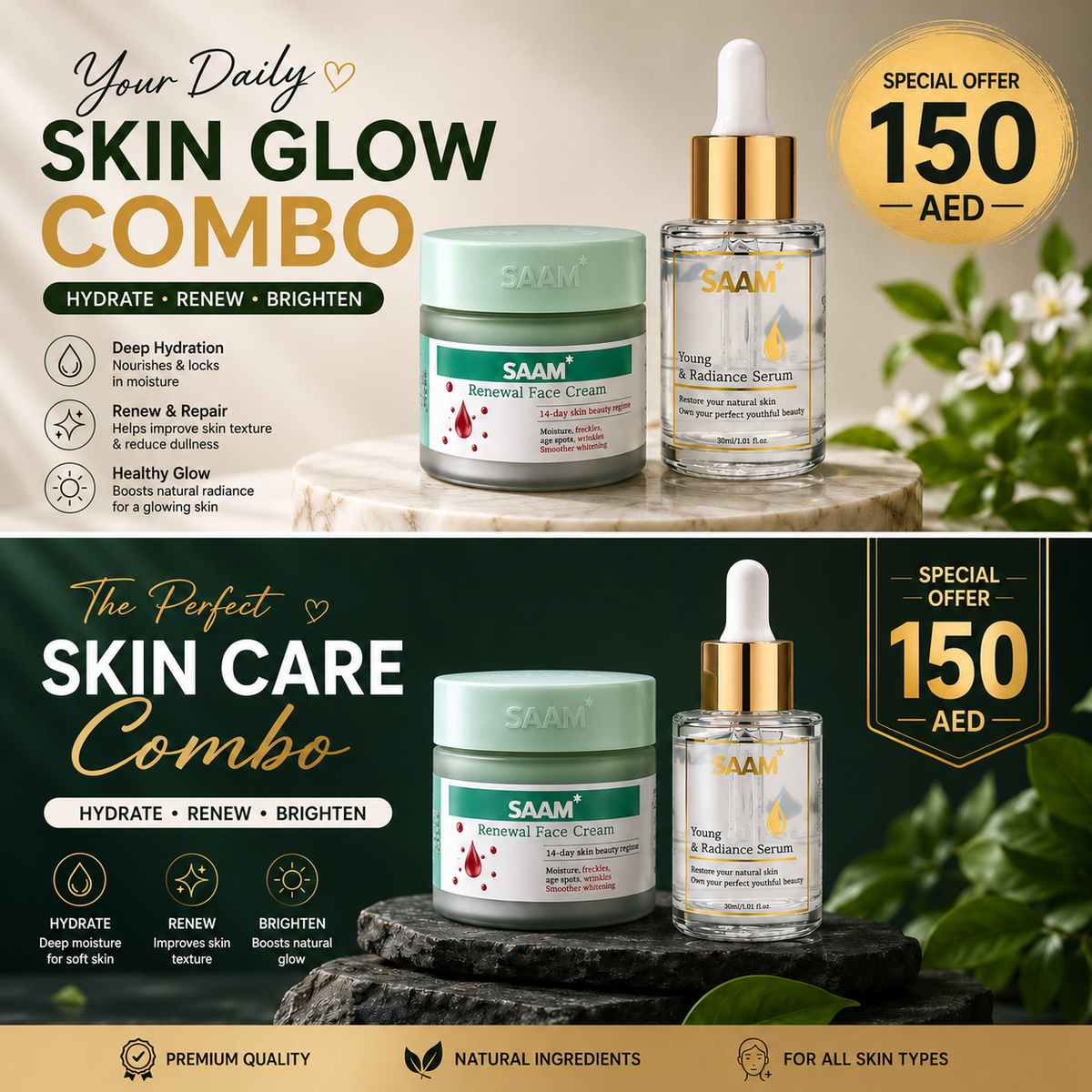 SAAM Renewal Face Cream - 14-Day Skin Beauty Regimen for Glowing & Spotless Skin