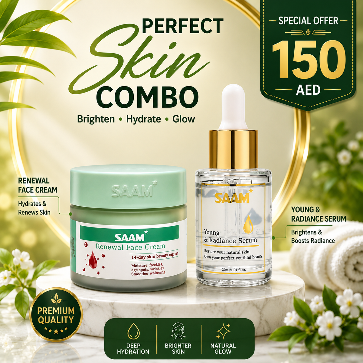 SAAM Renewal Face Cream - 14-Day Skin Beauty Regimen for Glowing & Spotless Skin