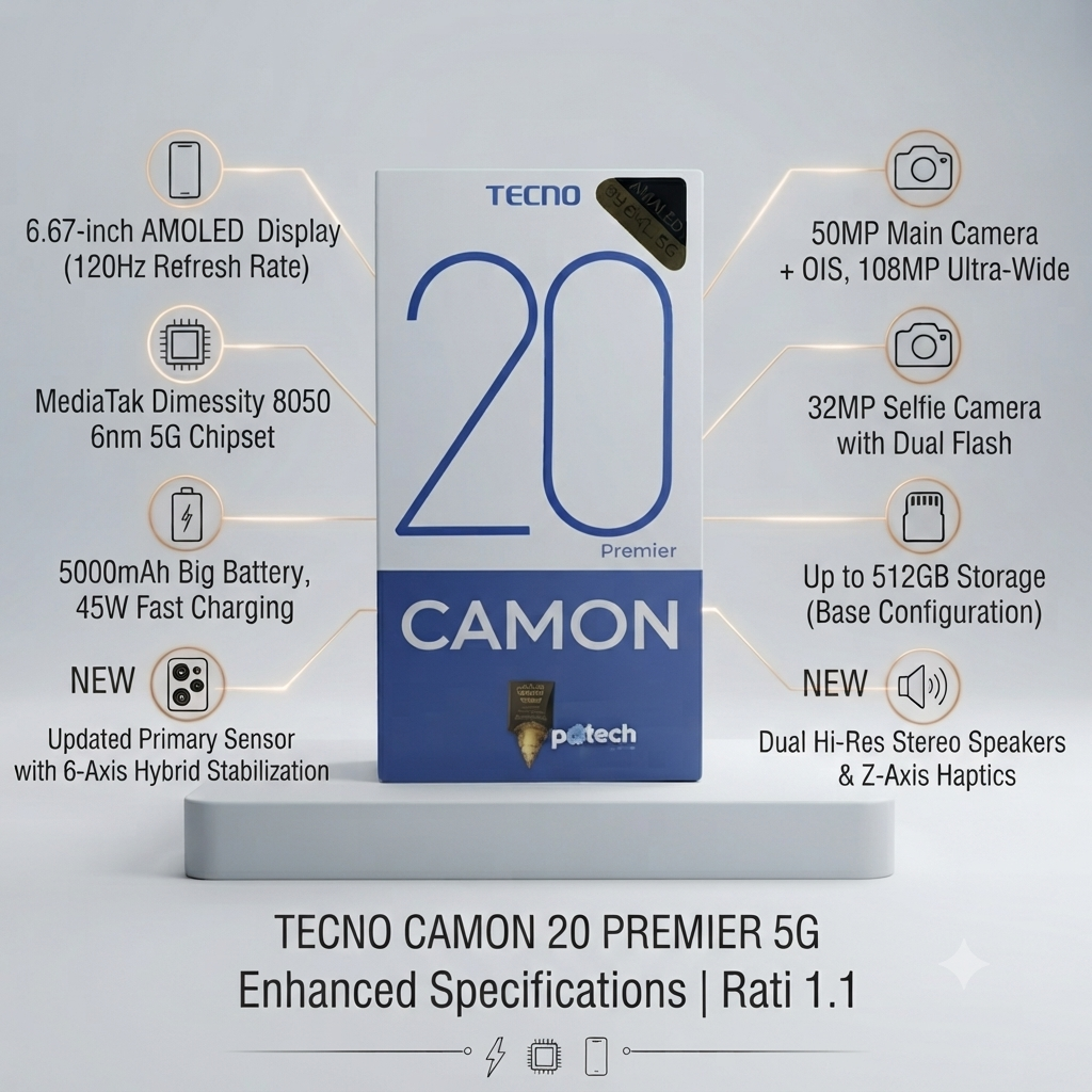 Tecno Camon 20 Premier 5G (16GB RAM, 512GB Storage) - Factory Unlocked Smartphone
